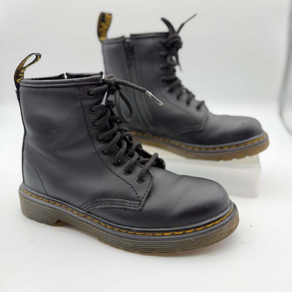 Dr. Martens 1460J Junior Leather Lace-Up Boots with Side Zipper